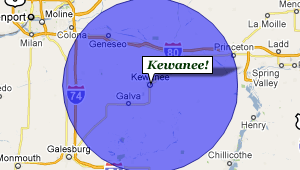 25 Mile Radius Area Surrounding Kewanee, IL