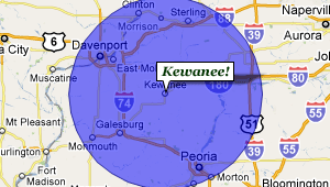 50 Mile Radius Area Surrounding Kewanee, IL